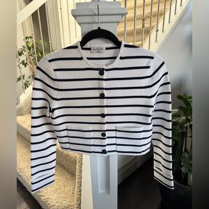 Aritzia Notable Cardigan by Babaton in white/admiral